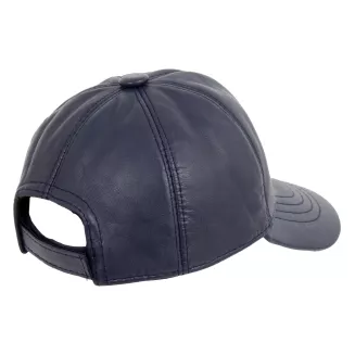 Granatowa skórzana bejsbolówka K227J ocieplana zimowa unisex Polar Fashion - 3