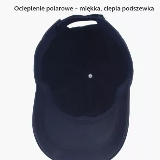 Granatowa skórzana bejsbolówka K227J ocieplana zimowa unisex Polar Fashion - 4