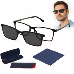 Męskie okulary 2w1 clip-on czarny mat polaryzacja TAC Solano CL90269A