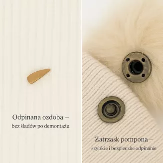 Czarna czapka damska z odpinanym pomponem W525 klasyczna elegancja na zimę - 4