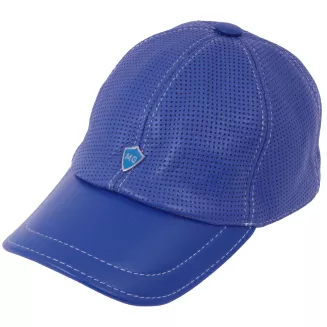 Czapka Bejsbolówka Skórzana Niebieska Kobaltowa Perforowana Unisex K319F - 4