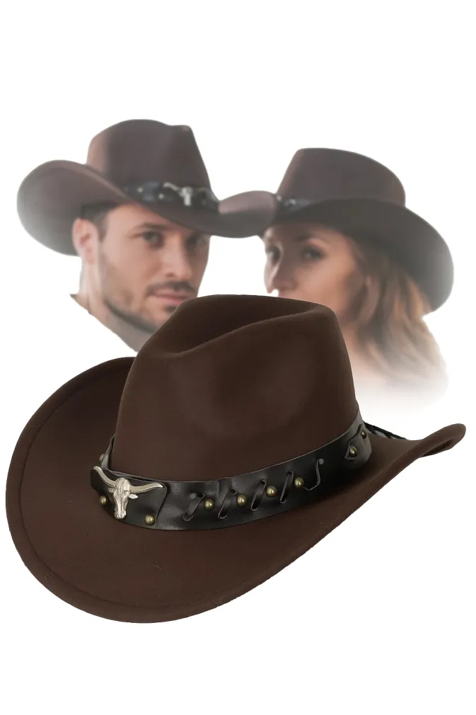 Brązowy kapelusz kowbojski unisex 57–60 cm – Polar Fashion R238F