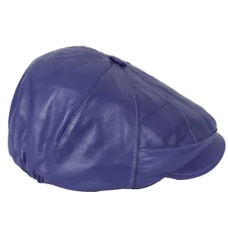 Skórzany kaszkiet Polar Fashion K233H – fioletowo-niebieski unisex z ociepleniem - 2