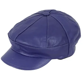 Skórzany kaszkiet Polar Fashion K233H – fioletowo-niebieski unisex z ociepleniem - 4