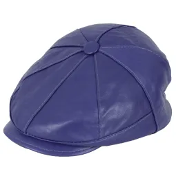 Skórzany kaszkiet Polar Fashion K233H – fioletowo-niebieski unisex z ociepleniem