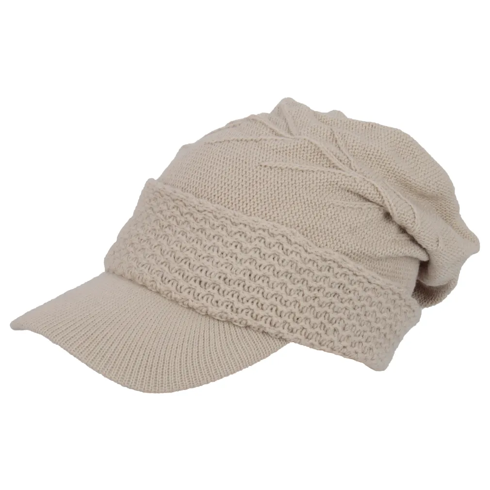 W26A Beige Hat Knitted With Visor Dwarf Smurf