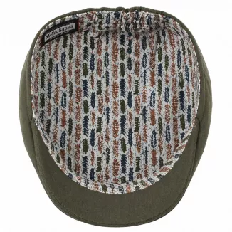 Kaszkiet K212F oliwkowy lniany flat cap lekki przewiewny casual styl lato - 7