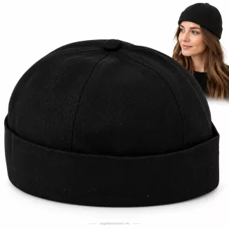 Czapka Bez Daszka Dokerka Leonka Fisherman Bawełniana Czarna Unisex K263J - 8
