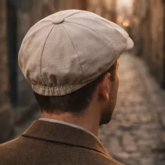 Kaszkiet męski bawełniany beżowy styl Peaky Blinders, gazeciarz letni K304D - 6