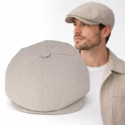 Kaszkiet męski bawełniany beżowy styl Peaky Blinders, gazeciarz letni K304D