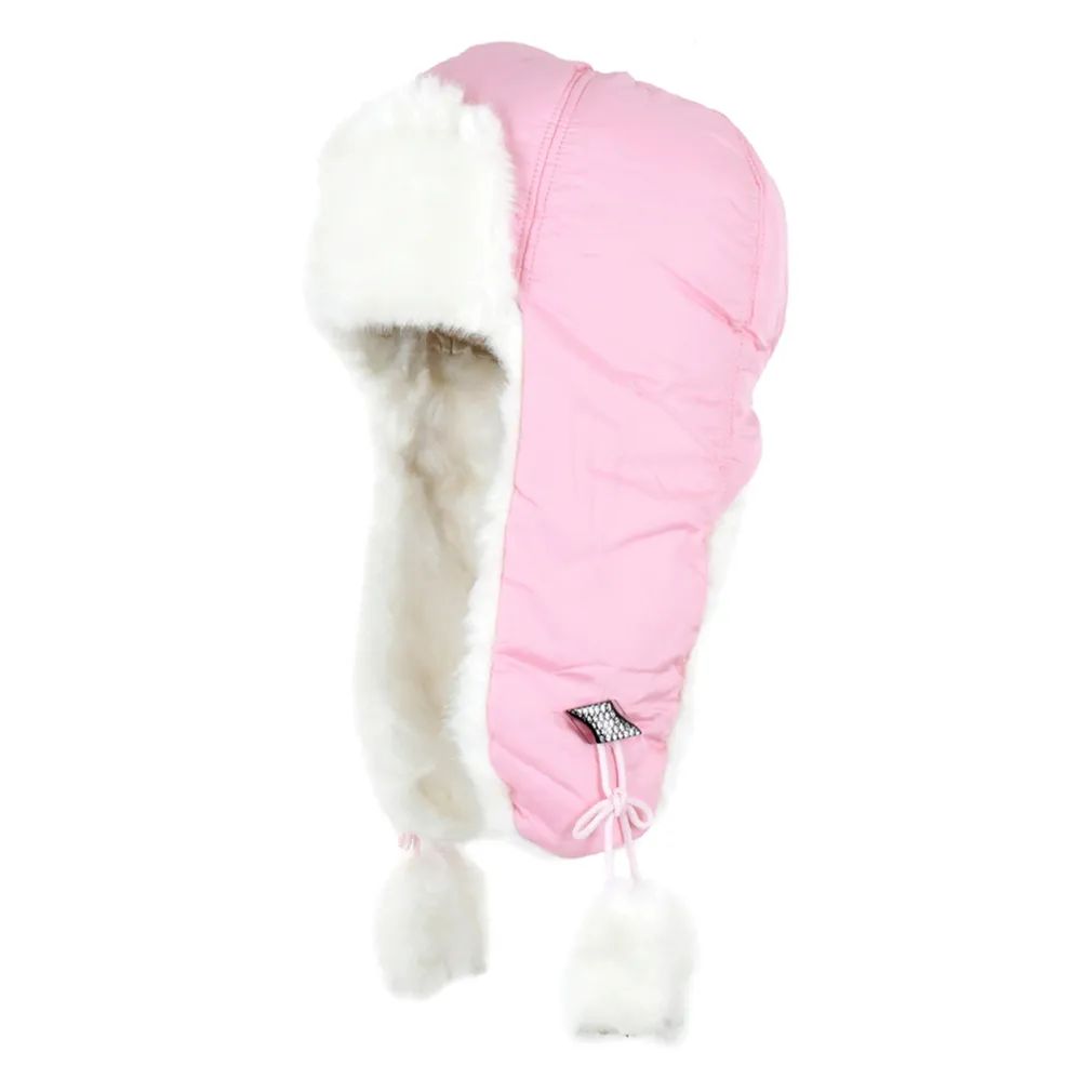 W99P Pink A Warm Eared Winter Hat Long-Eared
