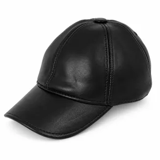 Czapka z Daszkiem Męska Skórzana Czarna Zimowa Bejsbolówka Nauszniki K320F - 5