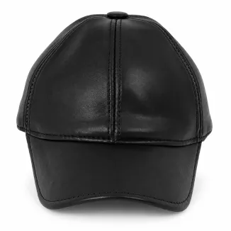 Czapka z Daszkiem Męska Skórzana Czarna Zimowa Bejsbolówka Nauszniki K320F - 3