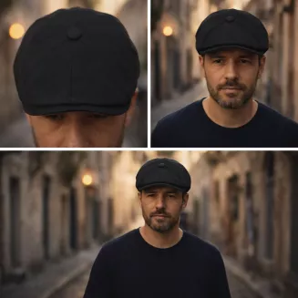 Czarny Bawełniany Kaszkiet Peaky Blinders męski gazeciarz K304G 57-61 cm - 5