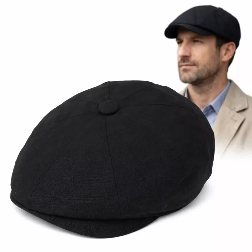 Czarny Bawełniany Kaszkiet Peaky Blinders męski gazeciarz K304G 57-61 cm
