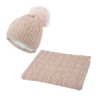 W362Bk Salmon Haker Women'S Winter Set Knitted Hat With Scarf - 4