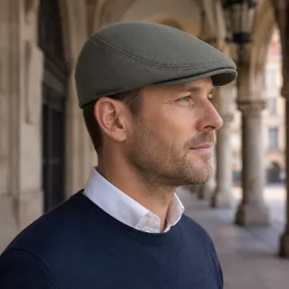 Kaszkiet Męski Bawełniany Khaki Letni Czapka Flat Cap Oliwkowy Zielony K312E - 3