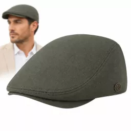 Kaszkiet Męski Bawełniany Khaki Letni Czapka Flat Cap Oliwkowy Zielony K312E