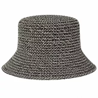 Kapelusz Damski Słomkowy R257C Melanż Czarny Beż Bucket Hat Boho Premium - 5