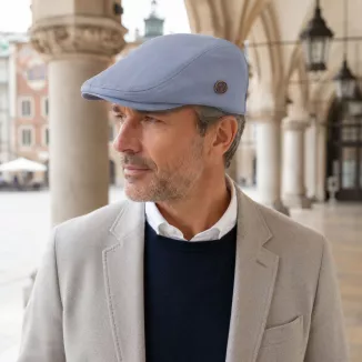 Kaszkiet Męski Bawełniany Szaro Błękitny Letni Czapka Flat Cap Gołębi K312C - 2