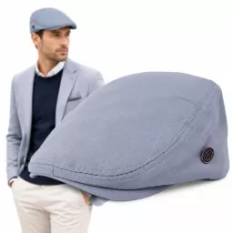 Kaszkiet Męski Bawełniany Szaro Błękitny Letni Czapka Flat Cap Gołębi K312C