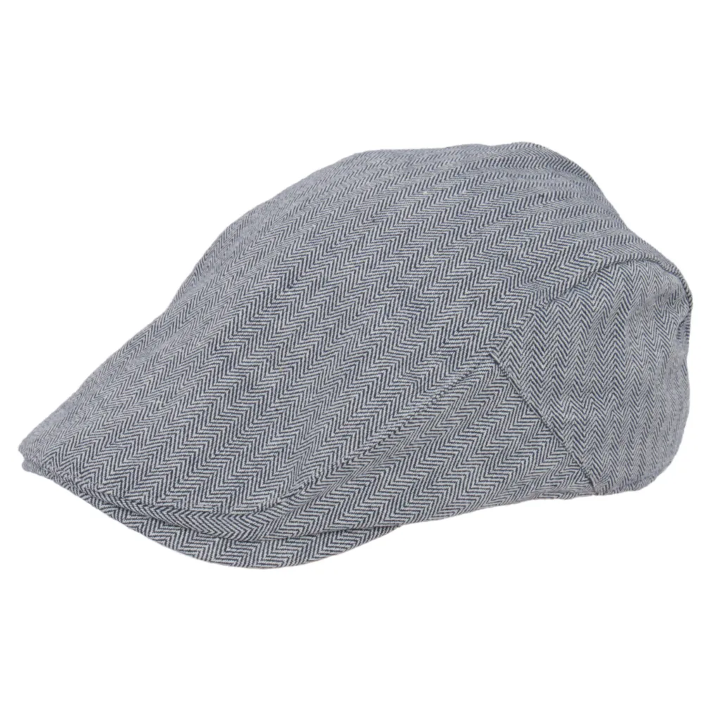 Polar Fashion Niebieski Kaszkiet męski-K155C bawełniany wzór w jodełkę