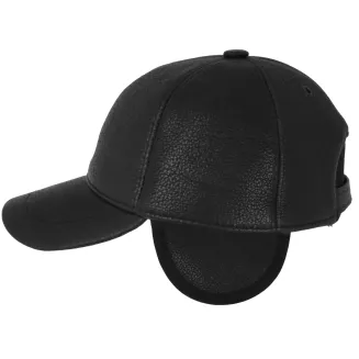 Czarna skórzana bejsbolówka męska premium z naturalnej skóry Polar Fashion K248G - 4