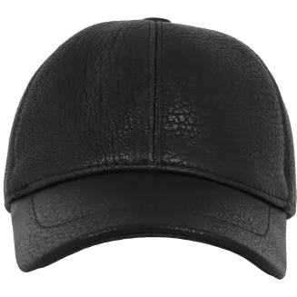 Czarna skórzana bejsbolówka męska premium z naturalnej skóry Polar Fashion K248G - 5