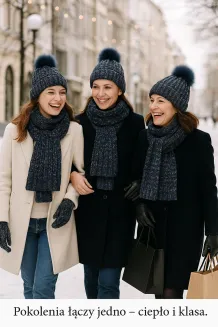 W364Ck Navy Haker Women'S Winter Set Knitted Hat With Scarf - 7