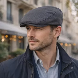 Kaszkiet męski grafitowy K306Ł flat cap bawełniany wiosna lato 57-59 cm - 5