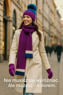 Damski Komplet Zimowy Polar Fashion W453G – Różowo-Morski 3-częściowy - 8