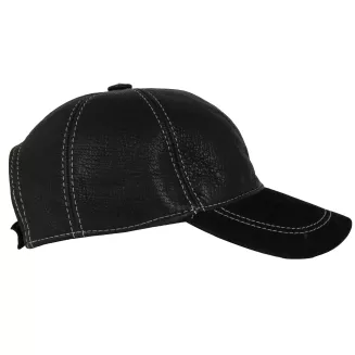 Ocieplana Czarna skórzana bejsbolówka UNISEX z regulacją Polar Fashion K207R - 2