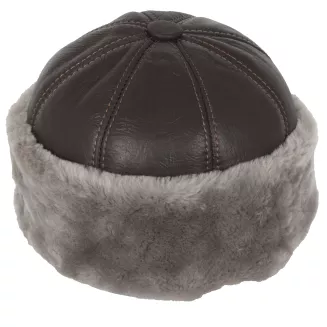 Toczek z prawdziwej skóry W518B L brązowy elegancki unisex Polar Fashion - 3