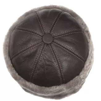 Toczek z prawdziwej skóry W518B L brązowy elegancki unisex Polar Fashion - 4