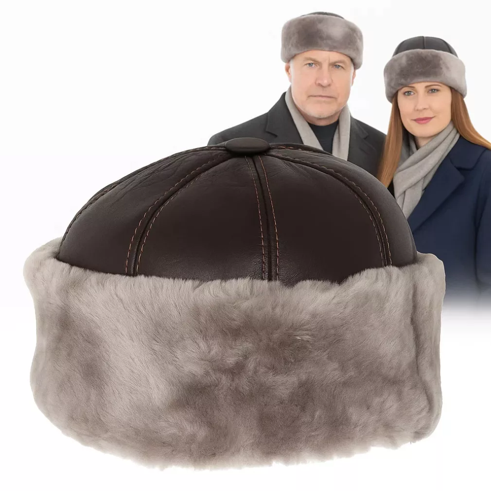 Toczek z prawdziwej skóry W518B L brązowy elegancki unisex Polar Fashion