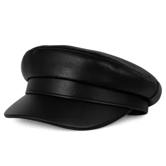 Kaszkiet skórzany czarny uniseks eco skóra styl premium K232D Polar Fashion - 3