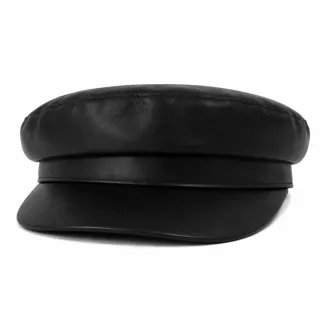 Kaszkiet skórzany czarny uniseks eco skóra styl premium K232D Polar Fashion - 2