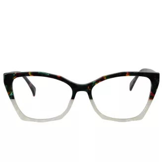 Oprawki damskie Polar Fashion F7751 C7 cat eye zielono kremowe flex - 2