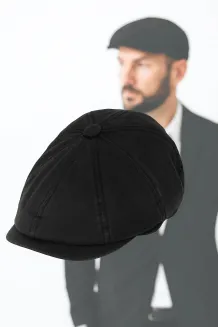Czarny Kaszkiet K268D Shelby 100% bawełna z opcją noszenia od tyłu - 2