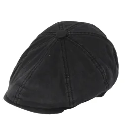 Czarny Kaszkiet K268D Shelby 100% bawełna z opcją noszenia od tyłu