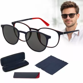 Okulary unisex z nakładką polaryzacyjne UV400 navy red Solano CL90300B - 11