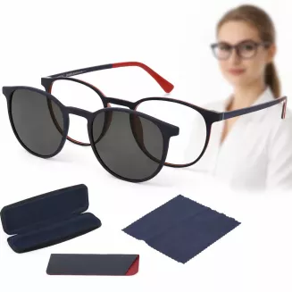 Okulary unisex z nakładką polaryzacyjne UV400 navy red Solano CL90300B - 12