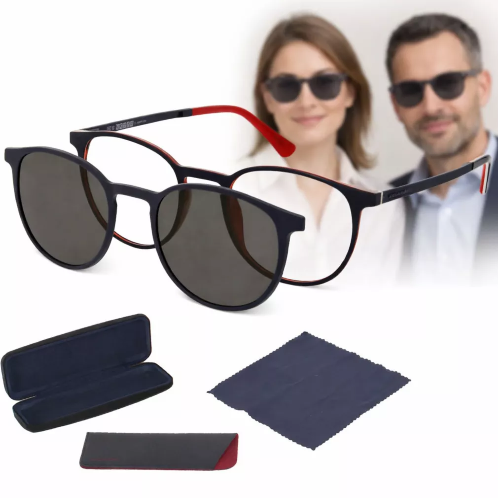 Okulary unisex z nakładką polaryzacyjne UV400 navy red Solano CL90300B