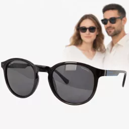 Okrągłe Okulary Przeciwsłoneczne Polaryzacyjne Unisex Czarne Solano SS21126C