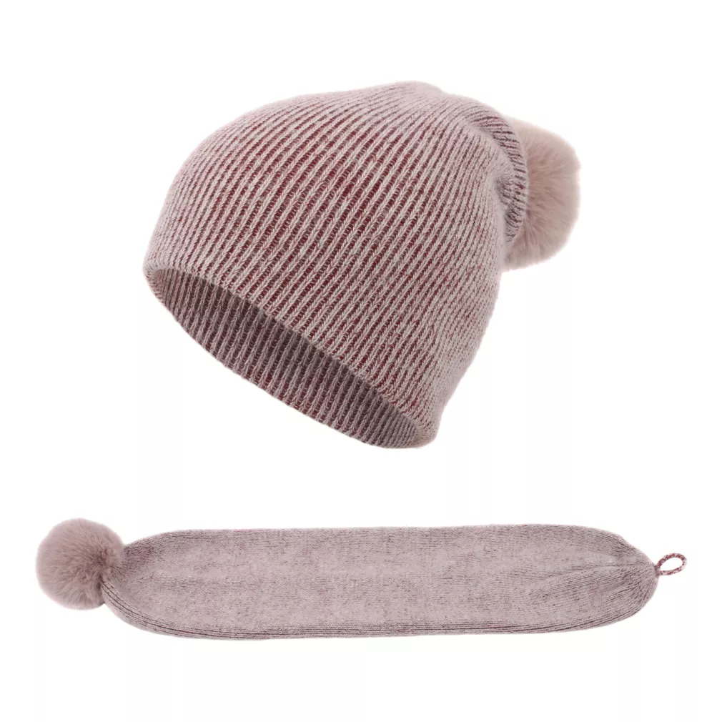 W368B Czerwony Polar Fashion czapka zimowa z kaszmiru szal 2w1