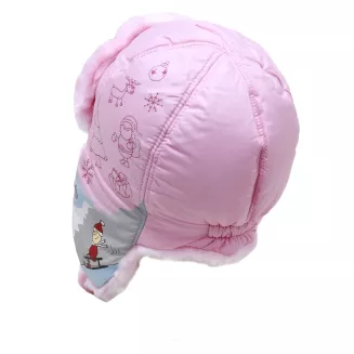Czapka Uszatka Dziewczęca W143A Jasnoróżowa Futerko Akryl  Polar Fashion - 5