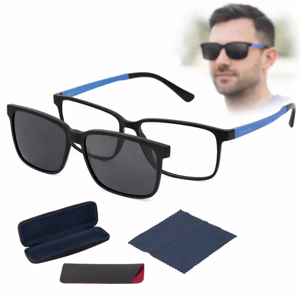 Okulary męskie clip-on polaryzacyjne czarny mat ULTEM Solano CL90256E