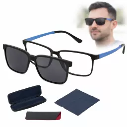 Okulary męskie clip-on polaryzacyjne czarny mat ULTEM Solano CL90256E