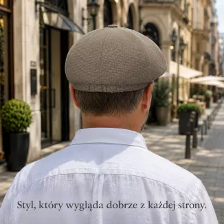 K317C Kaszkiet Męski Brązowo Szary Bawełna Retro Gazeciarz Shelby Elegancki - 8