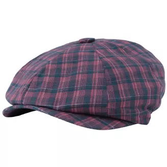 Bawełniany Kaszkiet męski Peaky Blinders krata bordowo granatowa K303E - 2